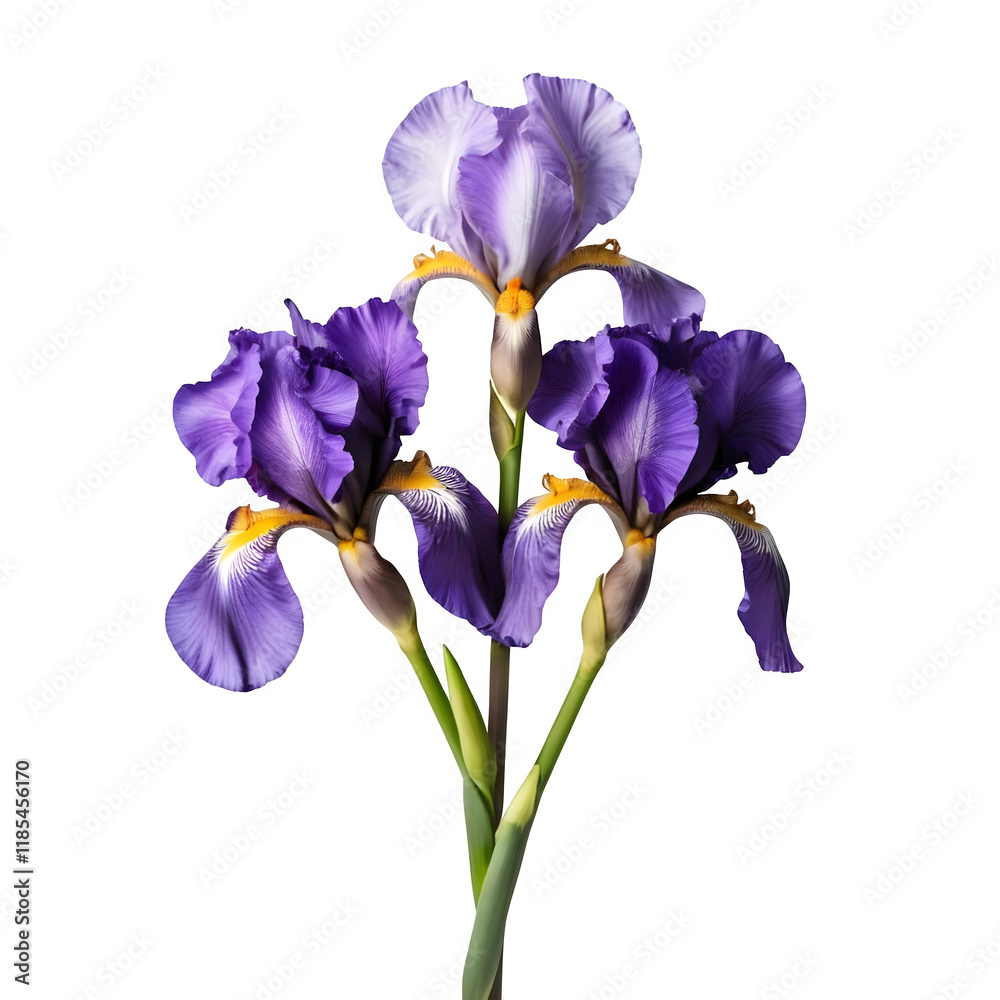 A stack of two Iris balanced on top of each other on a white background A stack of two Iris balanced on top of each other on a white background