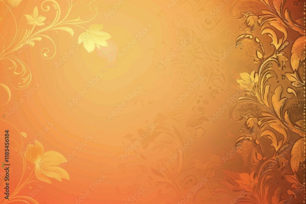 Abstract floral frame subtle gold splash copy space Abstract floral frame subtle gold splash copy space