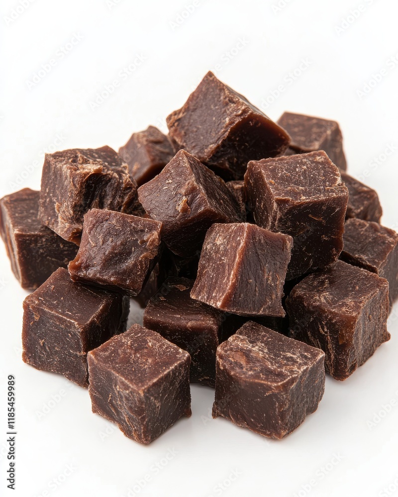 Rich and Chewy Chocolate Fudge Cubes Arranged Artfully on a White Surface, Perfect for Dessert Lovers and Sweet Treat Enthusiasts Seeking Indulgence Rich and Chewy Chocolate Fudge Cubes Arranged Artfully on a White Surface, Perfect for Dessert Lovers and Sweet Treat Enthusiasts Seeking Indulgence