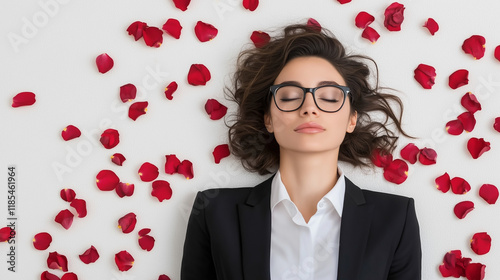Peaceful Businesswoman Amid...
