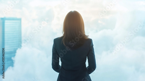 Businesswoman Looking at Sk...