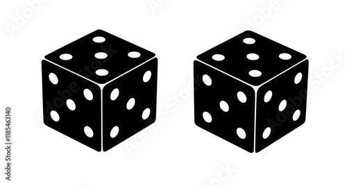 Game dice graphic icons set. Two signs isolated on white and black backgrounds. Vector illustration
