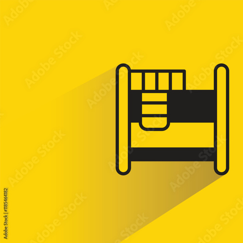 bunk bed icon with shadow on yellow background