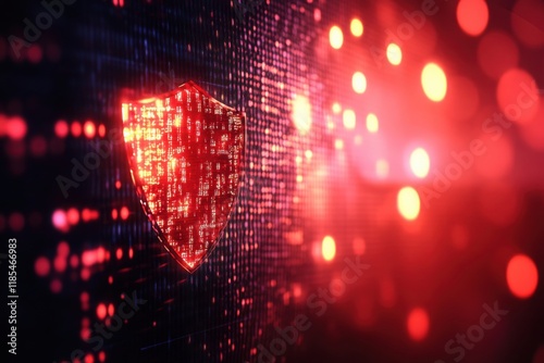 Digital Security Concept with Shield Symbol Representing Protection Against Cyber Threats and Data Breaches in a Modern Technology Environment
