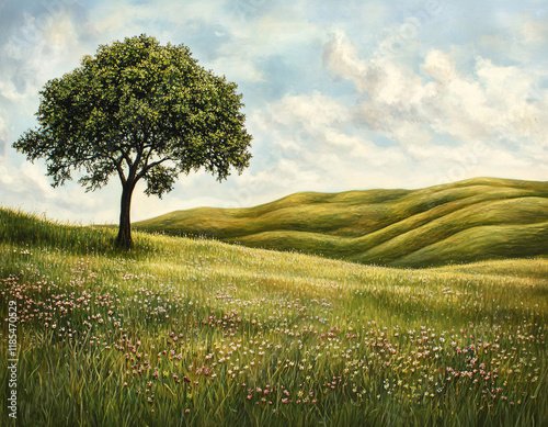 Solitary Tree, Rolling Hills