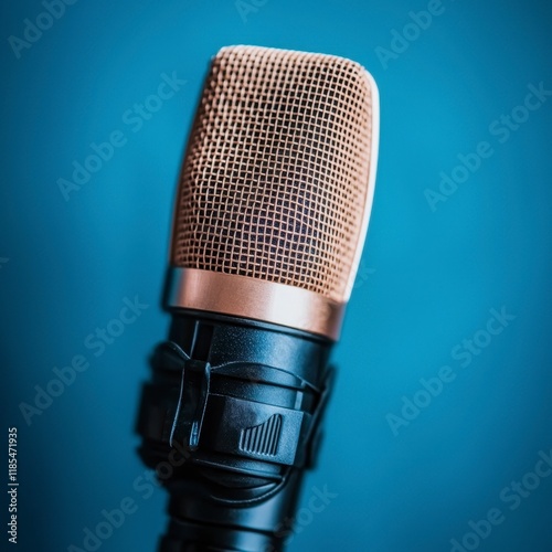 Studio Condenser Microphone Close up  Audio Recording  Broadcast  Podcast  Music Productio photo