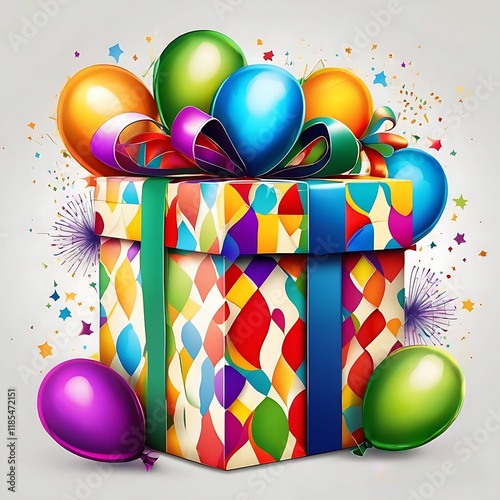 gift box christmas present ribbon birthday holiday surprise package decoration xmas red isolated anniversary celebration object illustration 3d vector shopping gift clown happy