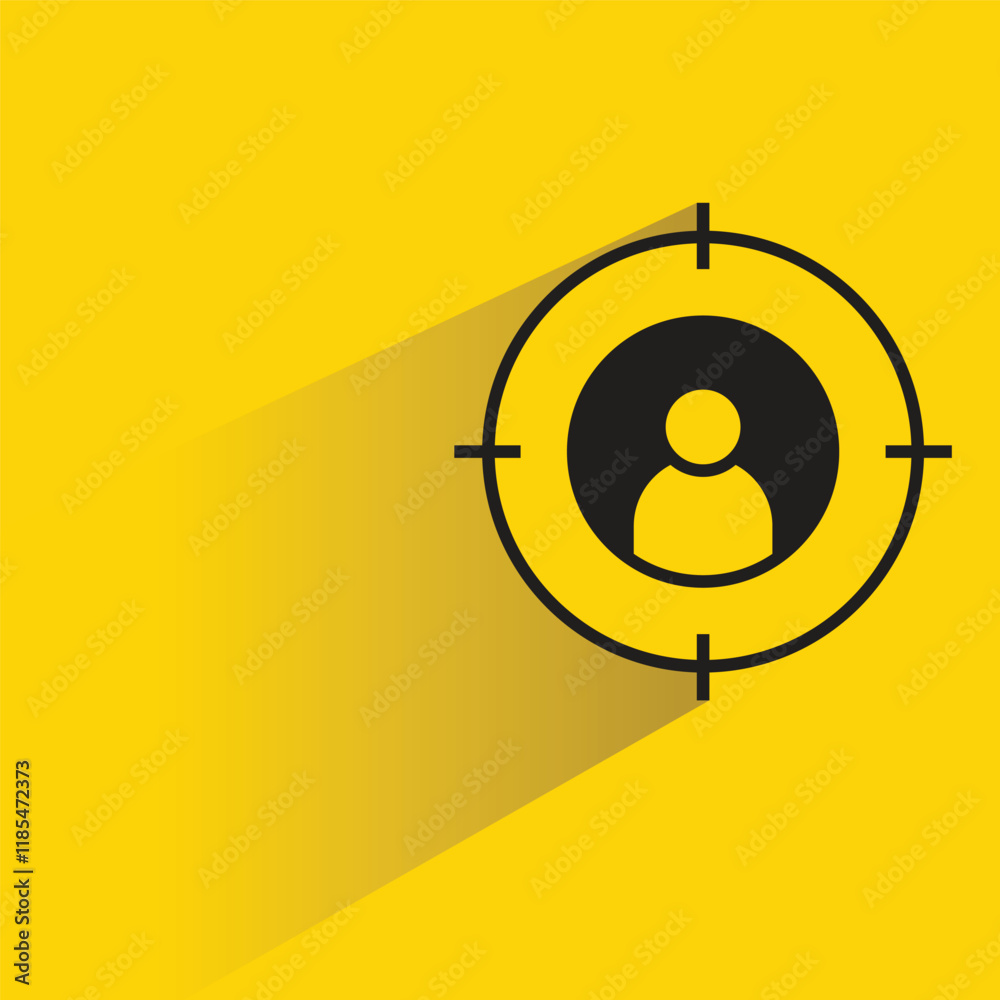 customer target icon with shadow on yellow background customer target icon with shadow on yellow background