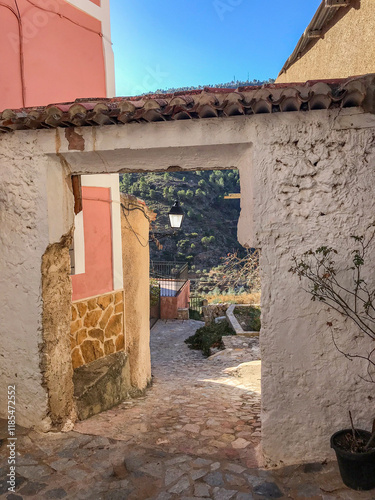 Narrow streets of the municipality of Ayna, Spain. photo