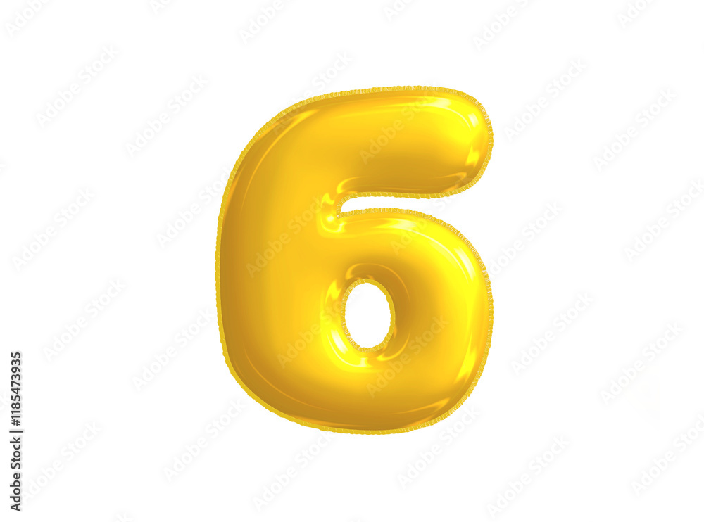 Bright yellow celebrated air balloon number SIX Bright yellow celebrated air balloon number SIX