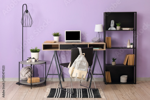 Modern school desk with sta...