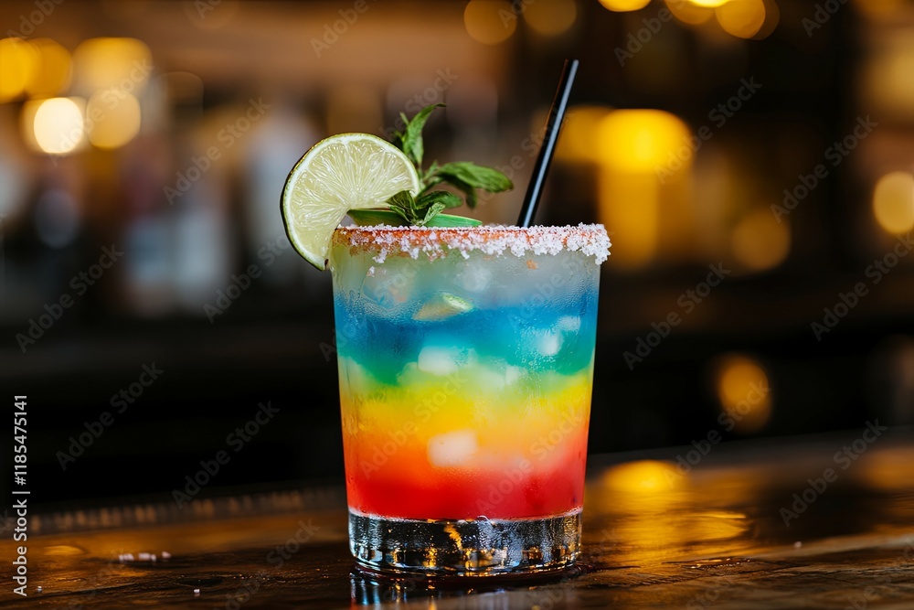 Rainbow Layered Cocktail: Vibrant, Festive Drink in a Glass Rainbow Layered Cocktail: Vibrant, Festive Drink in a Glass
