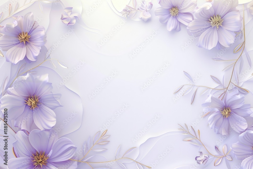 Fototapeta premium Abstract floral frame subtle gold splash copy space