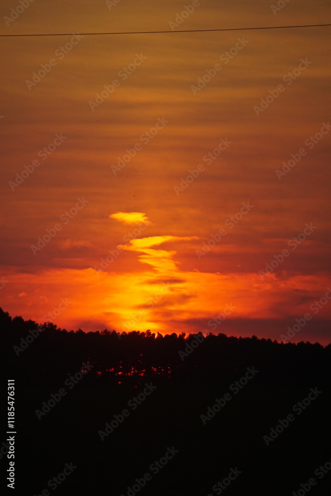 Deep orange sunset with clouds Deep orange sunset with clouds