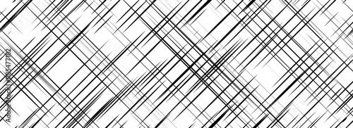 Black cross hatch seamless texture. Diagonal line repeated pattern surface. Rough sackcloth fabric background. Crosshatch linen canvas burlap overlay wallpaper. Vector 
