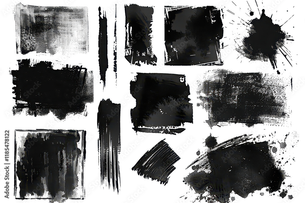 custom made wallpaper toronto digitalcollection of black paint brush strokes or ink splatters on isolated background