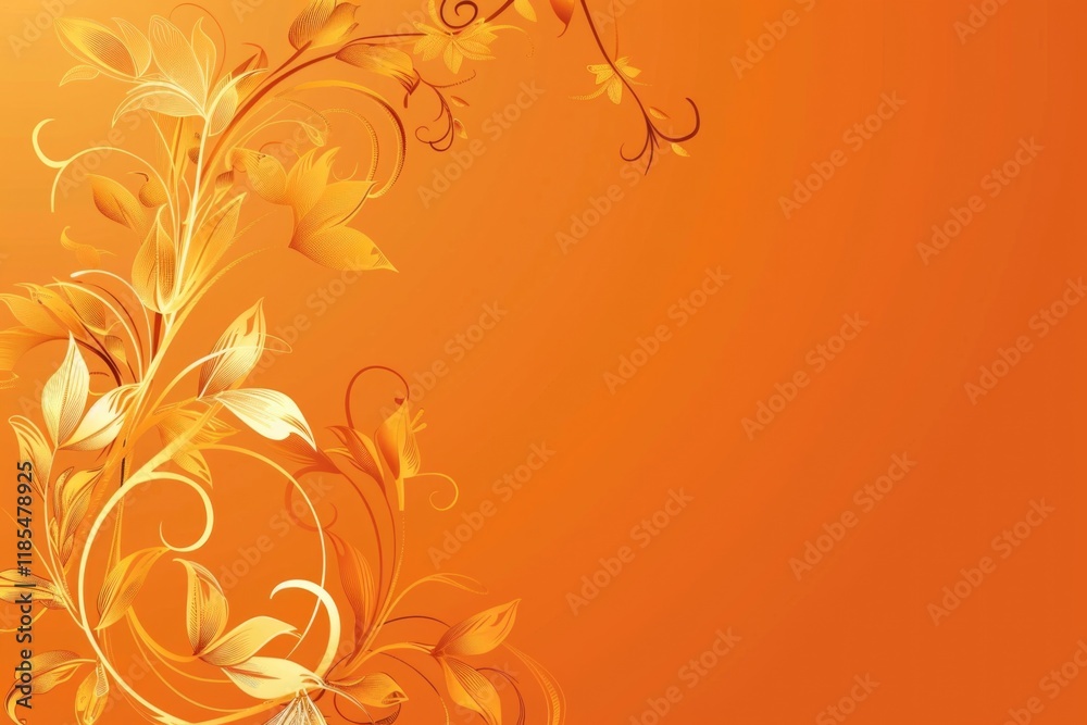 Abstract floral frame subtle gold splash copy space Abstract floral frame subtle gold splash copy space