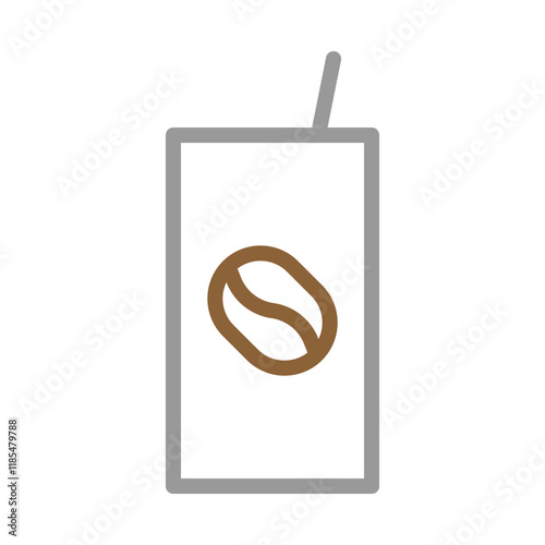 Coffee bean on a cup with straw. Concept of coffee to go, takeaway, and caffeine.
