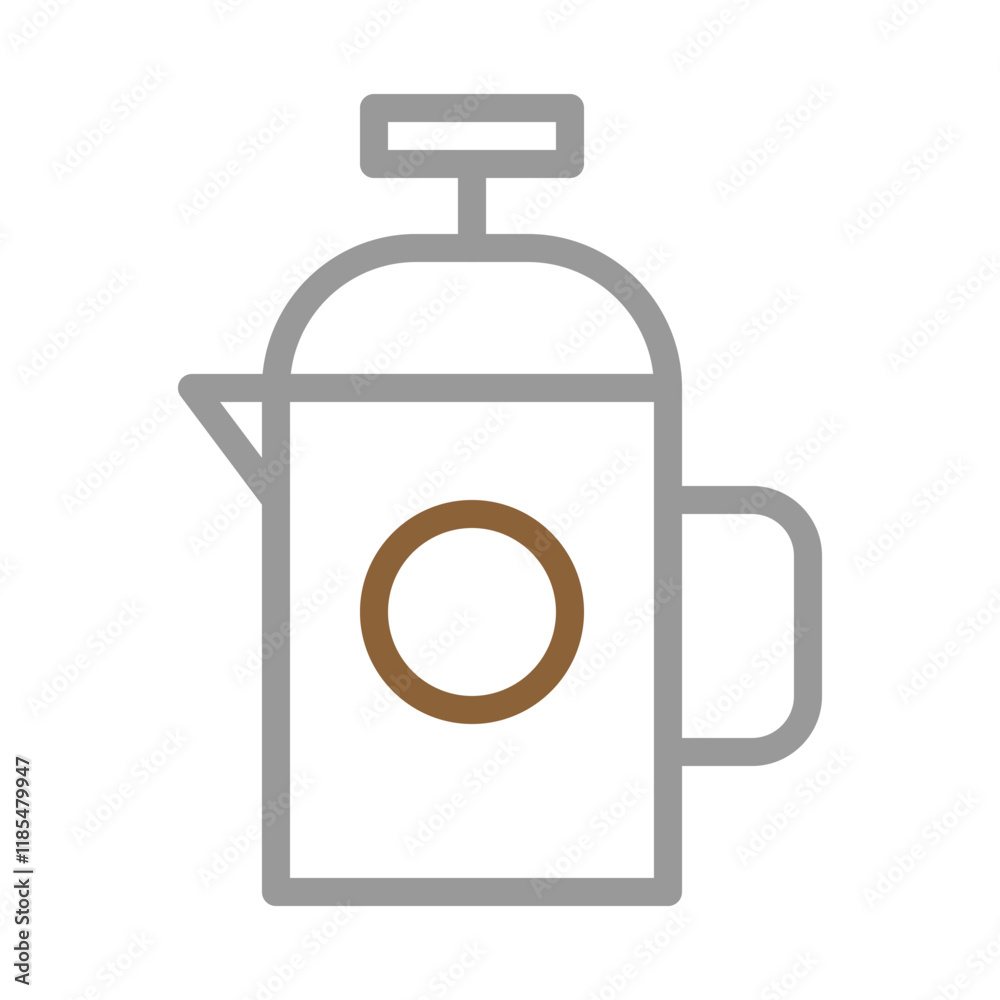 French press coffee maker icon. Concept of brewing and hot beverage. French press coffee maker icon. Concept of brewing and hot beverage.