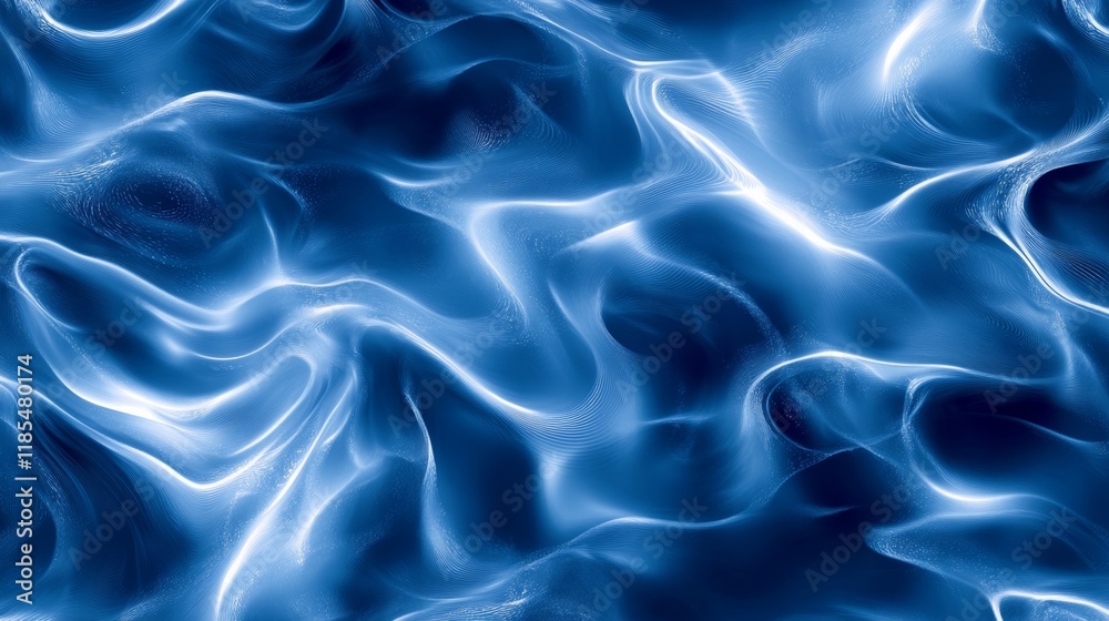 Obraz premium Bluewater waves on the surface ripples blurred. Defocus blurred transparent blue colored clear calm water surface texture with splash and bubbles. Water waves with shining pattern texture background.