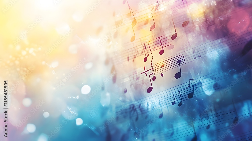 Fototapeta premium Abstract Musical Notes Glowing Brightly