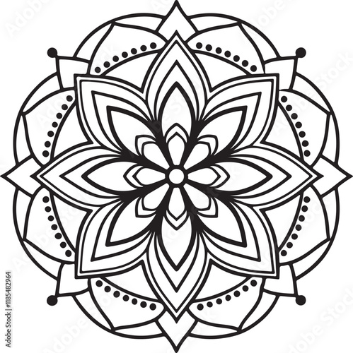 Marriage mandala silhouette vector design using solid black color.