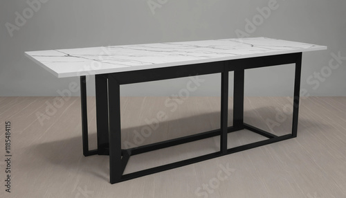 Sleek modern marble table with a minimalist design, ideal for contemporary interiors and sophisticated home or office decor photo
