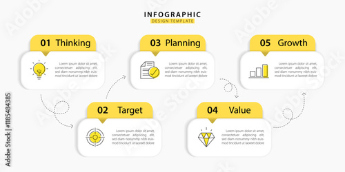 Timeline Creator infographic template. 5 Step timeline journey, calendar Flat simple infographics design template. presentation graph. Business concept with 5 options, gantt vector illustration.