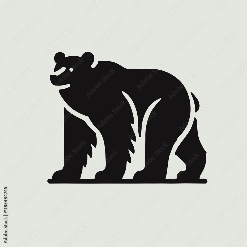 Fototapeta premium very simple flat and minimalist Grizzly Bear silhouette in black on a white background
