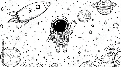 Space Explorer Coloring Page