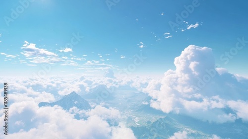 clear blue sky with a few clouds. The sky is very bright and the clouds are scattered throughout