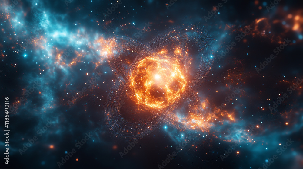 Obraz premium Atomic Network - Molecular Connections in a Futuristic Cosmos