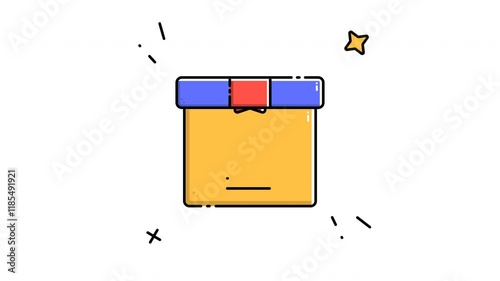 Animated package icon on transparent background, ecommerce animation, 4k video motion graphic with alpha channel, use for web design, mobile apps, ui design