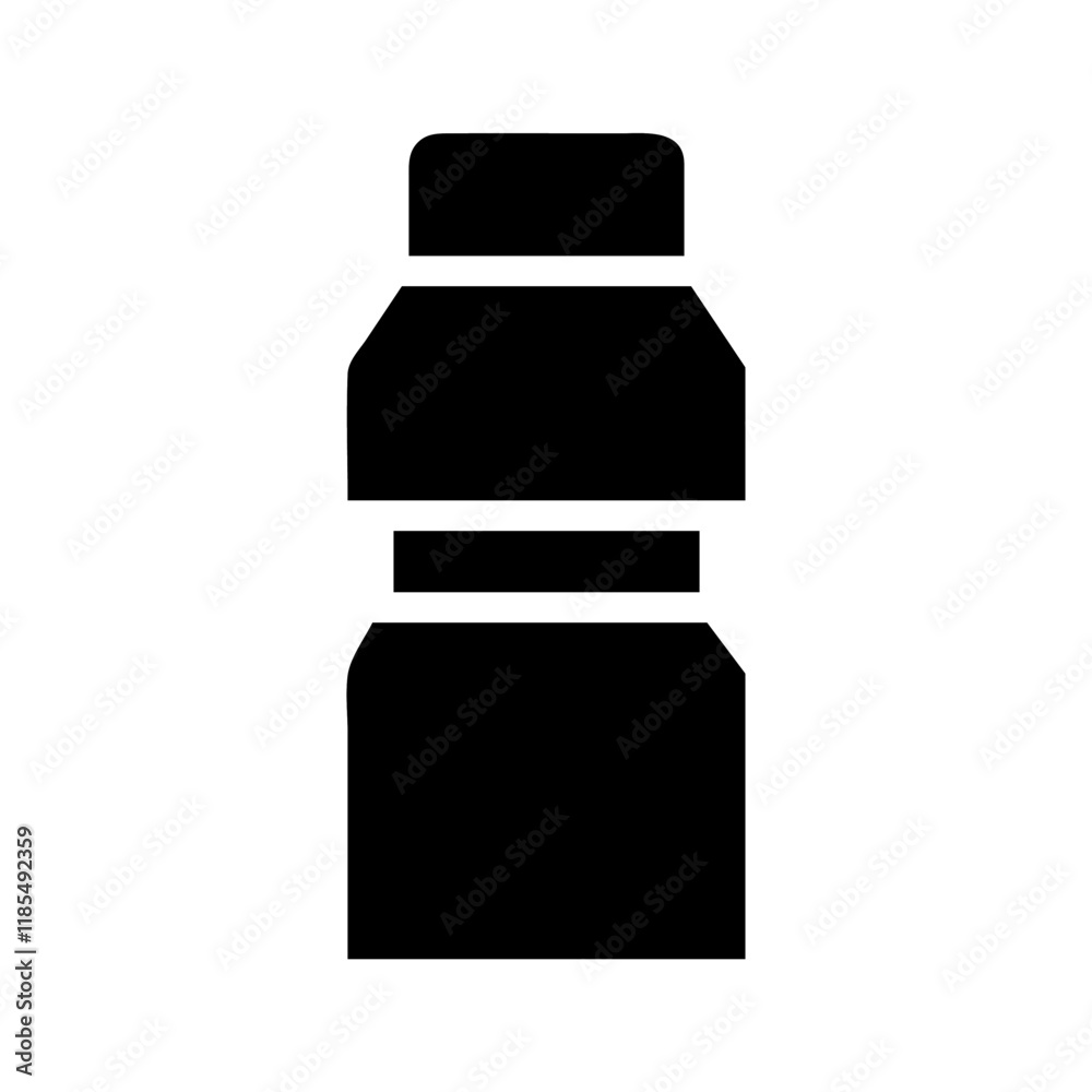 Black silhouette of a plastic bottle. Concept of packaging, recycling, and waste. Black silhouette of a plastic bottle. Concept of packaging, recycling, and waste.