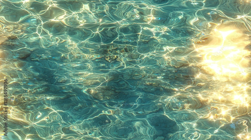 A serene view of shimmering water, reflecting sunlight and creating a mesmerizing pattern on the surface. A serene view of shimmering water, reflecting sunlight and creating a mesmerizing pattern on the surface.