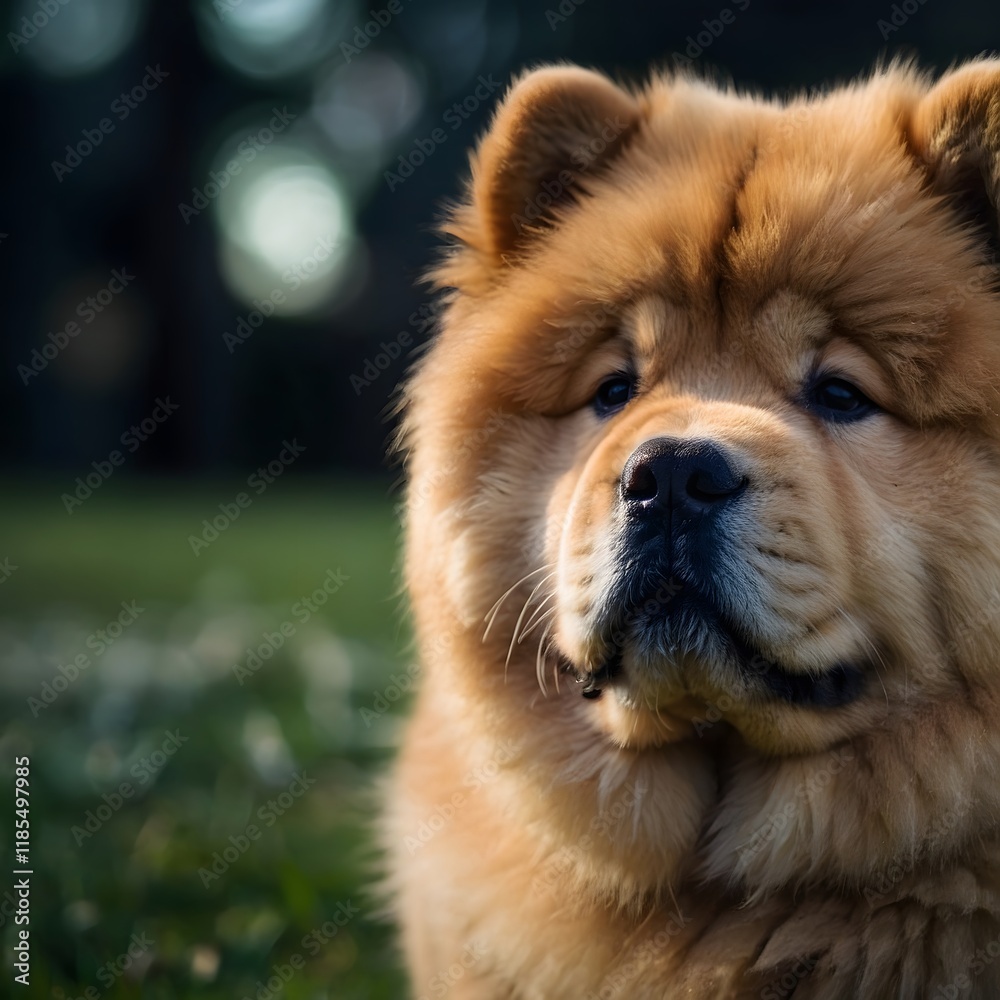 Close up portrait of a cute fluffy chow chow puppy pet this pure breed is furry Close up portrait of a cute fluffy chow chow puppy pet this pure breed is furry
