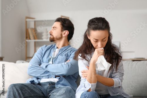 Crying woman with her husba...