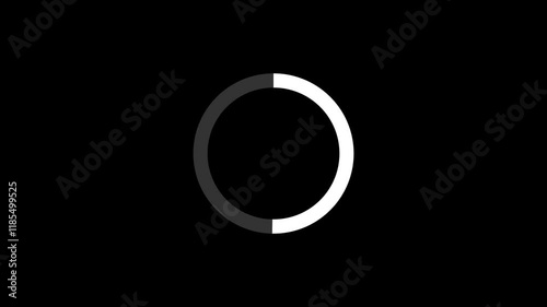 Loading Bar Circle animation, Loading neon circles icon on background video, Numerical counting from 0 to 100%, Buffering circle loading bar on blue screen, Circular progress bar with bright neon