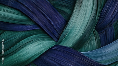 A dramatic D brushstroke in vibrant gradients of navy and emerald green, twisting powerfully. photo