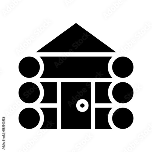 Log cabin icon. Concept of country living, simple life, and nature.