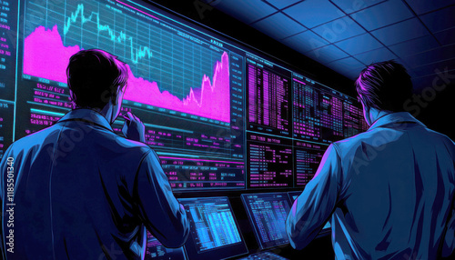 Stylish stock photo of analysts monitoring market trends.