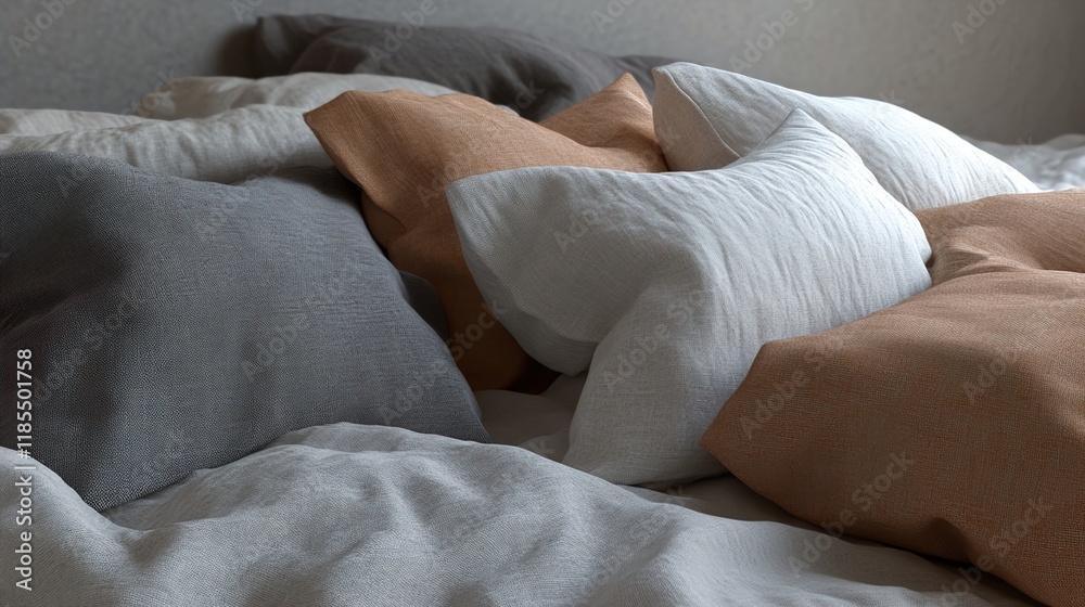 Cozy Bedroom with Soft Linens and Pillows Cozy Bedroom with Soft Linens and Pillows