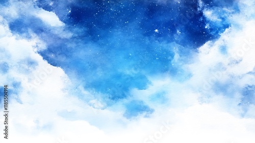 Dreamy Sky with Stars and Clouds - Serene Blue Background