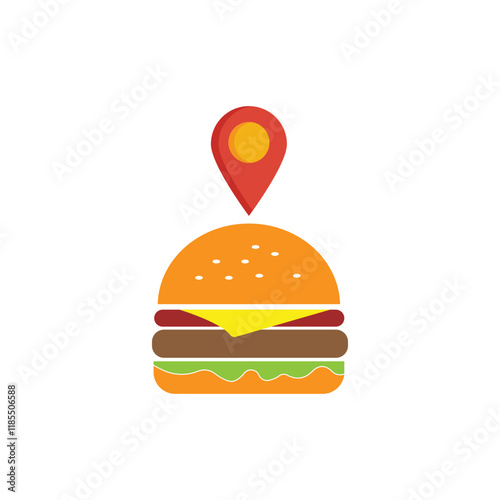  location marker and burger