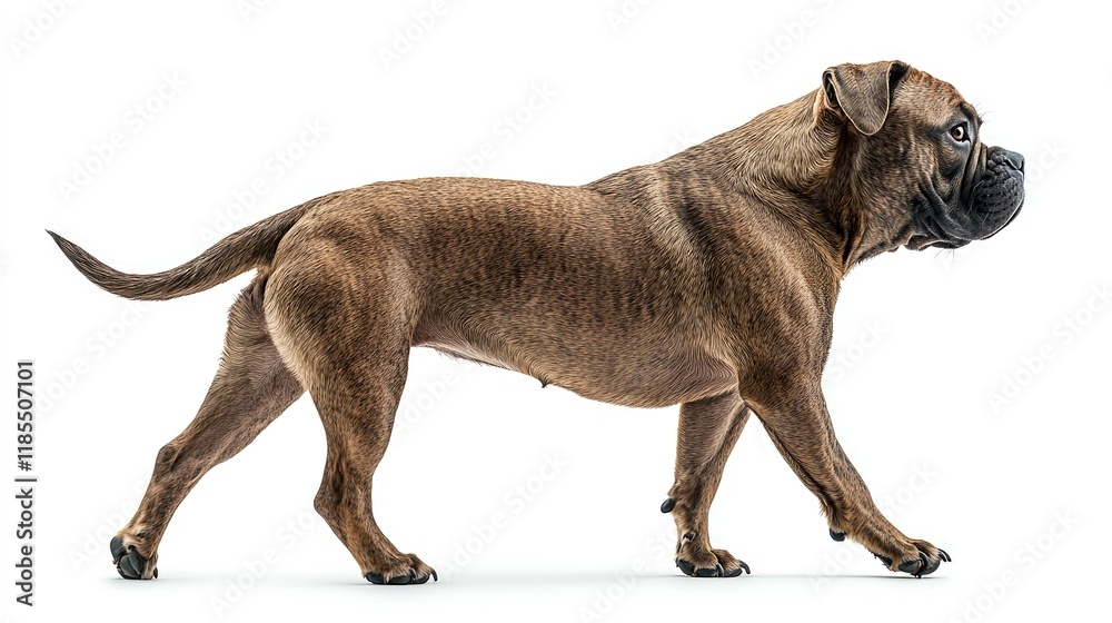 Obraz premium Majestic Brown Bulldog Walking Side Profile: A Stunning Canine Portrait