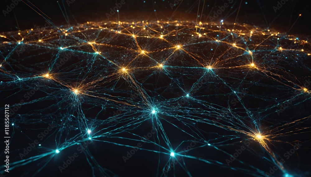 Fototapeta premium Abstract Blue Network Connection Pattern Background Digital Technology Science and Data 