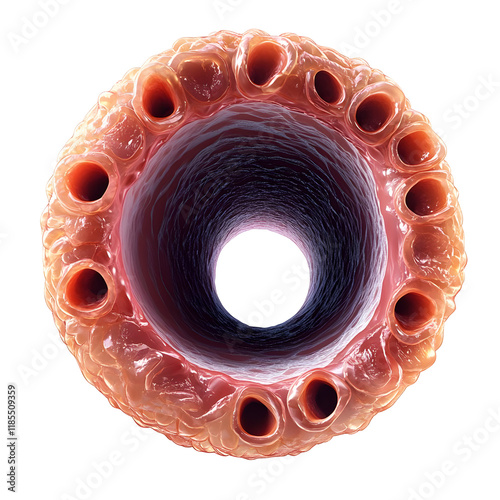 Intestinal Lining  with Villi Isolated on a Transparent Background photo