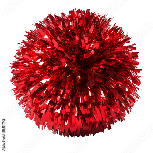 Shiny Red Pom-Pom Cheerleading Accessory Isolated on a Transparent Background photo