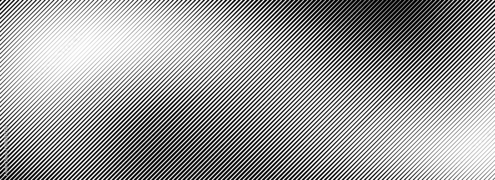 Fading line gradient texture. Black diagonal stripe gradation background. Thin and thick vanish slanted pattern backdrop. Oblique parallel stroke wallpaper. Vector