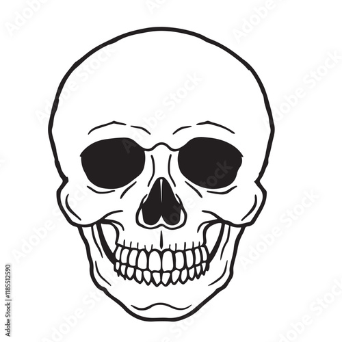 The skull icon. Black silhouette of a human skull. Vector illustration isolated on a white background for design and web.